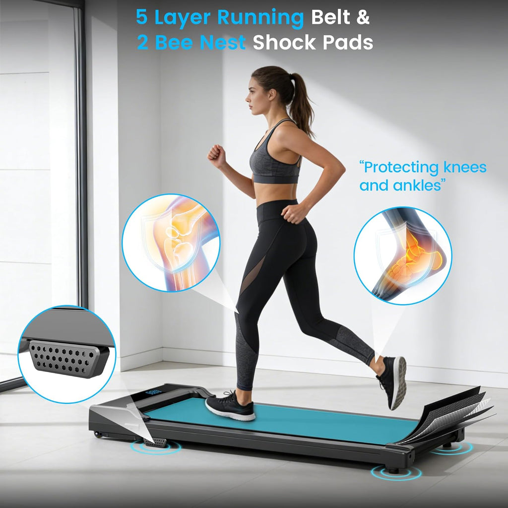 Walking Pad Treadmill for Home - under Desk Walk Pads with Remote Control Mini Running Portable Electric Machine Adjustable Slim Compact with 0.6-4.0MPH Max up 220 Lbs Modes for Office Small Spaces