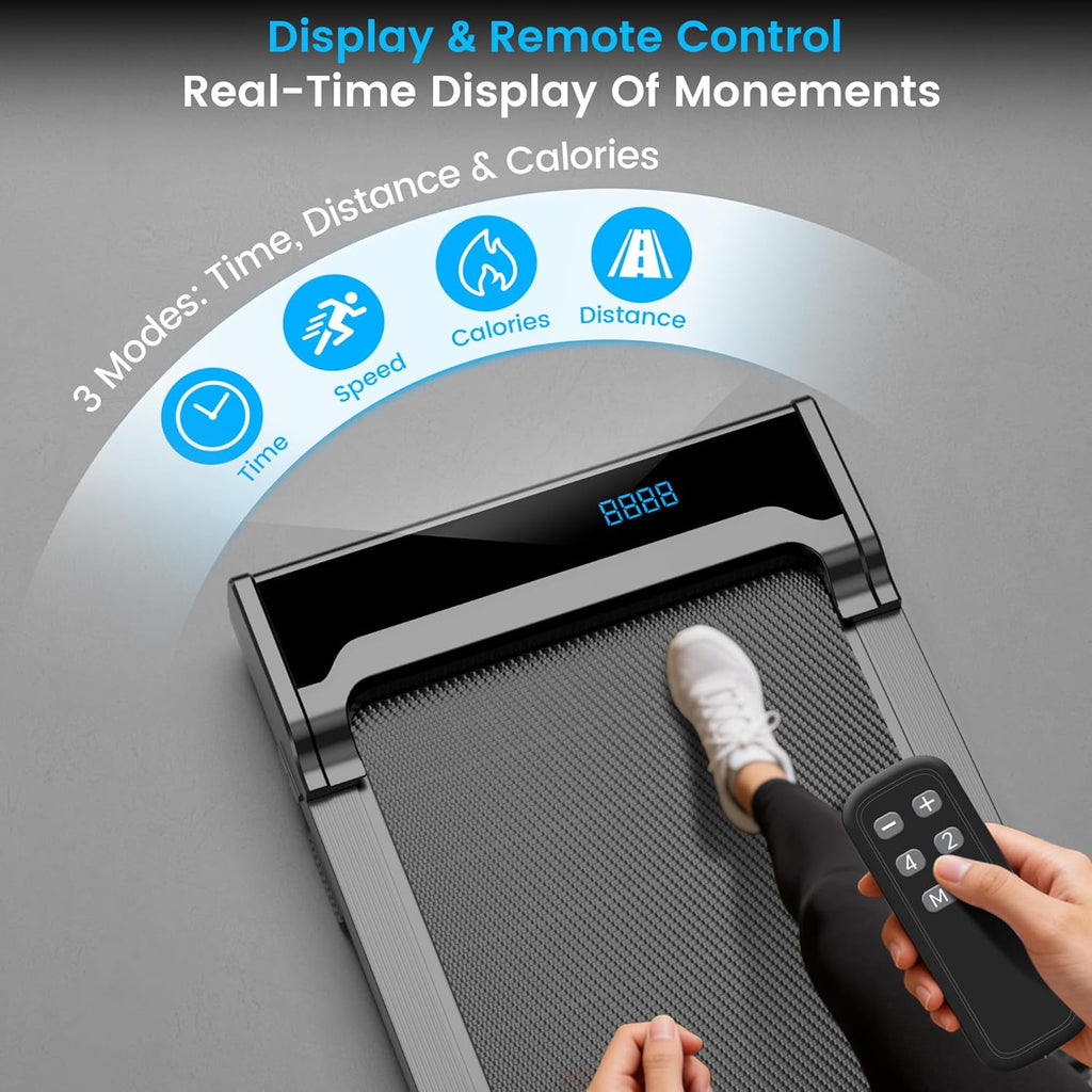 Walking Pad Treadmill for Home - under Desk Walk Pads with Remote Control Mini Running Portable Electric Machine Adjustable Slim Compact with 0.6-4.0MPH Max up 220 Lbs Modes for Office Small Spaces